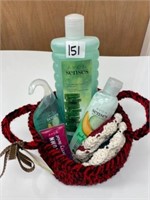 Crocheted basket with Avon Goodies