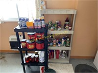 2 Plastic Shelves and Contents - canned goods,