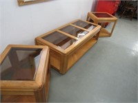 Coffee table & 2 end tables w/ glass