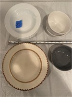 Two set of four plates and three bowls