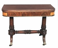 19THC. BOSTON CLASSICALLY CARVED INLAID CARD TABLE