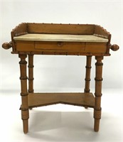 MINIATURE FAUX BAMBOO WASHSTAND WITH MARBLE TOP