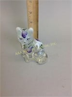 Fenton Hand Painted Opalescent Glass Cat