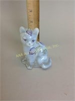 Fenton Hand Painted Opalescent Glass Cat