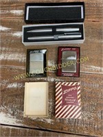 2 vintage Zippo Lighters (used) 1 Leed Pen Set