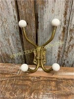 Brass and Enamel Wall Hat Holder