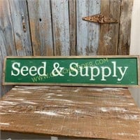 Seed and Supply Green Wood Sign    New