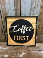 Wood Sign "Coffee" with wood background  New