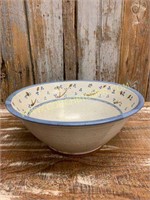 Large Blue and Cream Pottery Bowl