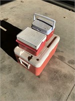 2 SMALL & 1 LARGE COLEMAN COOLERS