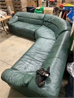LARGE GREEN LEATHER COUCH