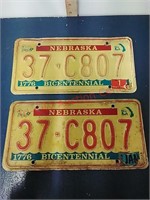1976 Bicentennial NE license plates