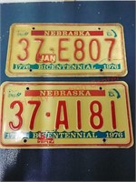 1976 Bicentennial NE license plates