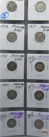 (10) Mercury Silver Dimes. Dates: (2) 1936, (2)