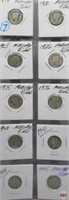 (10) Mercury Silver Dimes. Dates: 1919, 1920,