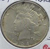 1924 Peace Silver Dollar.