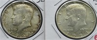 (2) 1964 Kennedy 90% Silver Half Dollars.
