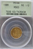 1908 $2.50 Gold Indian (First Year of Issue) -