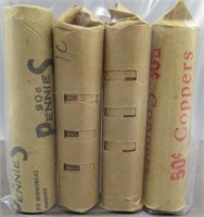 (4) Rolls of AU Candian Cents. Dates: (2) 1965,