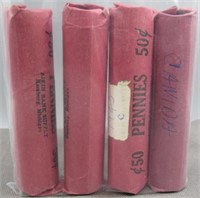 (4) Rolls of Canadian Cents. Dates: 1938, 1943,