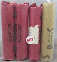 (4) Rolls of Candian Cents. Dates: 1962 UNC,
