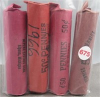 (4) Rolls of Lincoln & Wheat Cents. Dates: 1966,