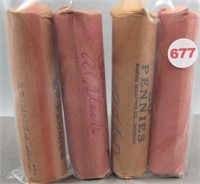 (4) Rolls of Wheat Cents. Dates: 1942-S, 1944-S,