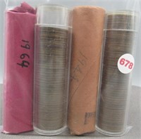 (4) Rolls of Lincoln & Wheat Cents. Dates: 1964,
