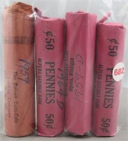 (4) Rolls of Lincoln & Wheat Cents. Dates: 1959,