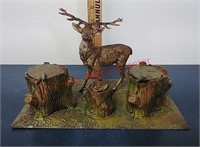 Antique Woodland deer Ink Well set - metal