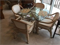 Glass Top table w rollaway chairs