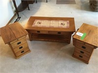 set of 3 Oak living room tables