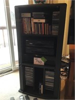 Stereo cabinet w CD's & 3 components w remotes