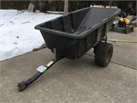 Pull type lawn cart plastic tub w dump