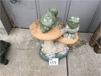 frogs on Mushrooms cement lawn ornament