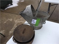 Coal Bucket & cast iron Dutch oven