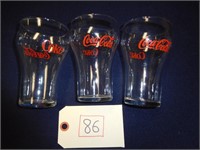 SET OF 3 EACH ORIGINAL STYLE COCA-COLA GLASSES