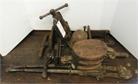 Antique Pully, Pipe Vise, wood Vise, etc.