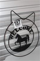 Iron 'Welcome' Sign with Horse Design (U233)