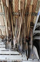 Approximately 30 Garden tools to include Shovels,