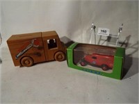 Elicor Fire Truck in box, Wood Matco Bank