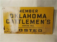 Oklahoma Cattlemen's Metal Sign, 18"x10"