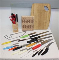 Assorted Knives & Cutting Boards