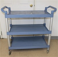 Blue 3 Shelf Rolling Cart 31x19x38