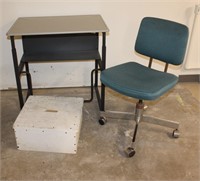 Desk 28x20x29, Chair, Foot Stool