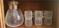 crackle glass water set, 15 Pineapple crystal gobl