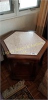 hexagon end table w/ granite top