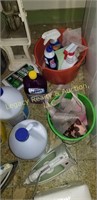cleaning supplies and scale