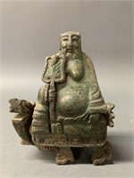 Late 19th Century Chinese Jade Buddha Carving-7"