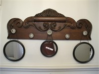 VICTORIAN HOMEMADE COAT RACK GLASS KNOBS